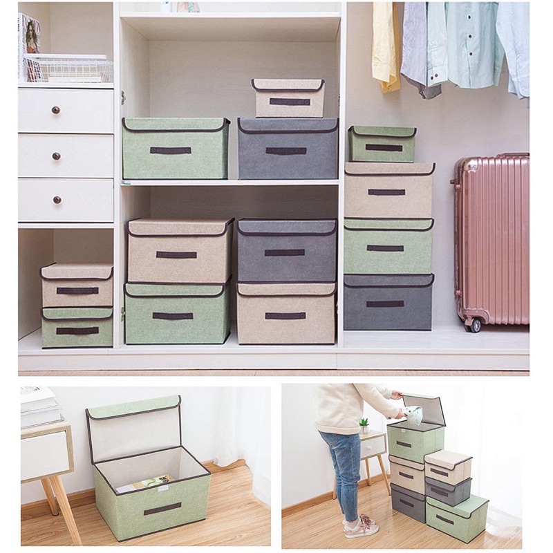 Storage Boxes Foldable Storage Organiser Box with Handle Clothing ...