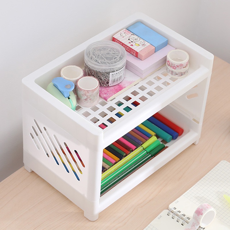 DOUBLE SPACE Dual Layer Table Rack Cosmetics Skincare Stationery ...