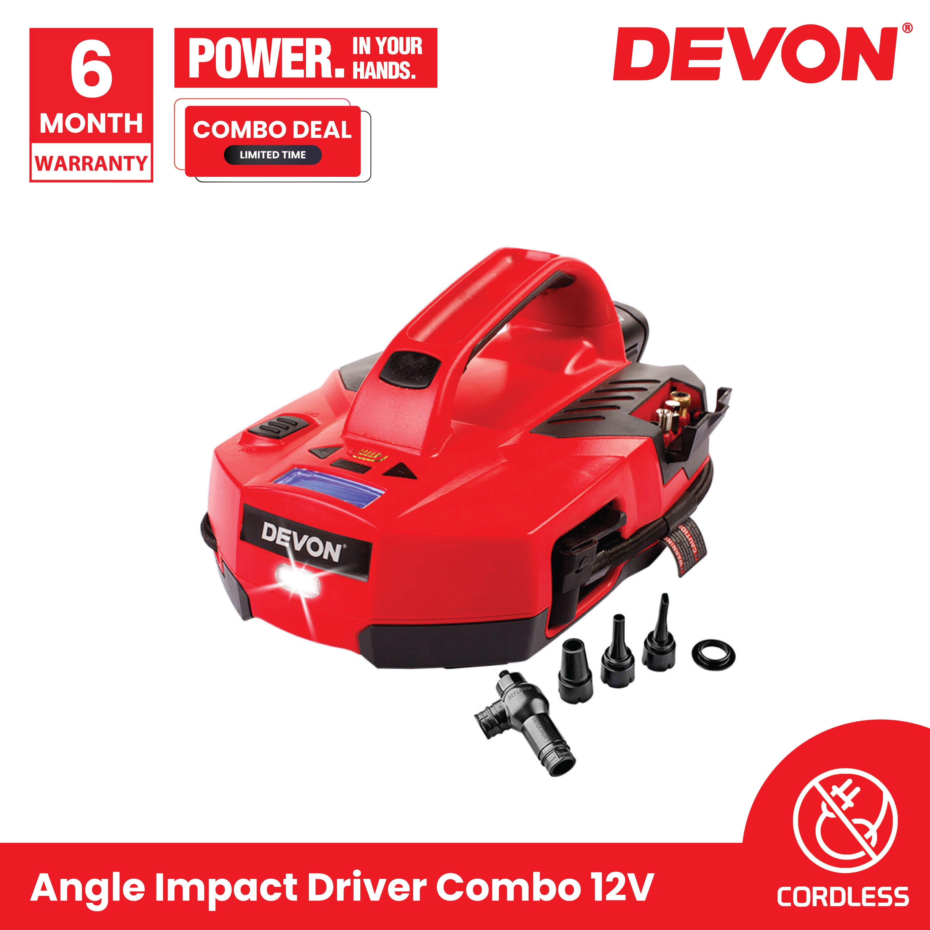 DEVON 5712-Li-12RA 12V Cordless Angle Impact Driver Combo [ Free ...