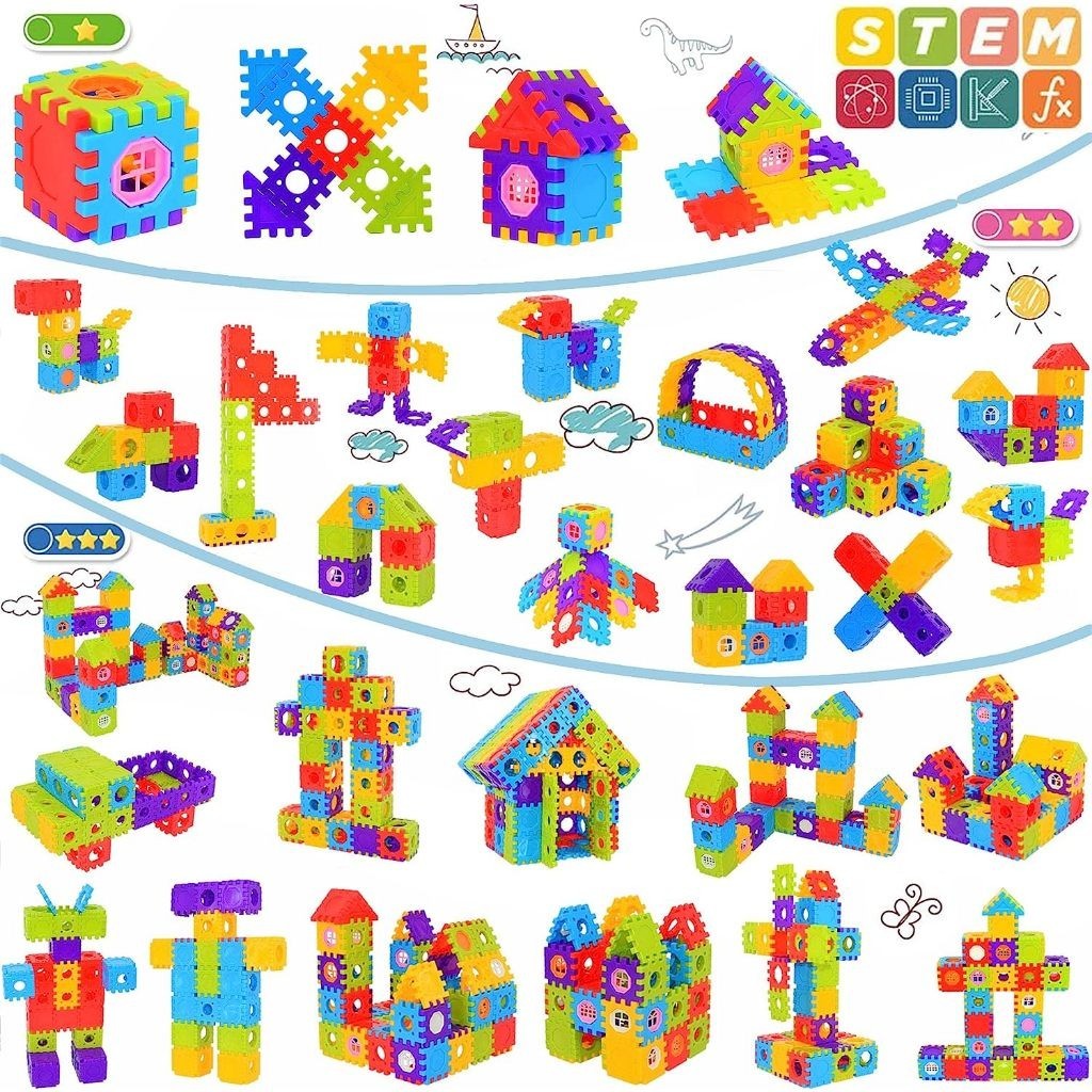 House Puzzle Building Blocks For Kids Assemble Puzzle Educational Toys ...