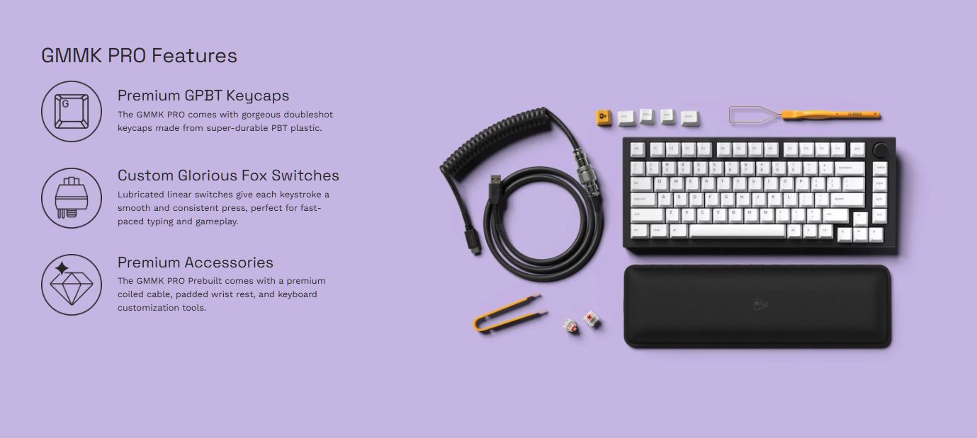 Glorious GMMK PRO 75% Pre Built Edition Hot-Swappable Mechanical Gaming ...