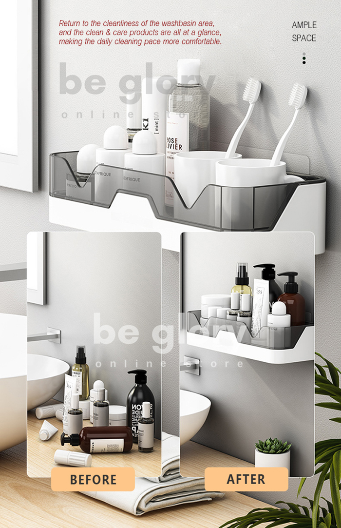 Bathroom Rack Bathroom Shelf No Drill Kitchen Rack Drain Storage Rack Wall Mounted Shelves Rak ...