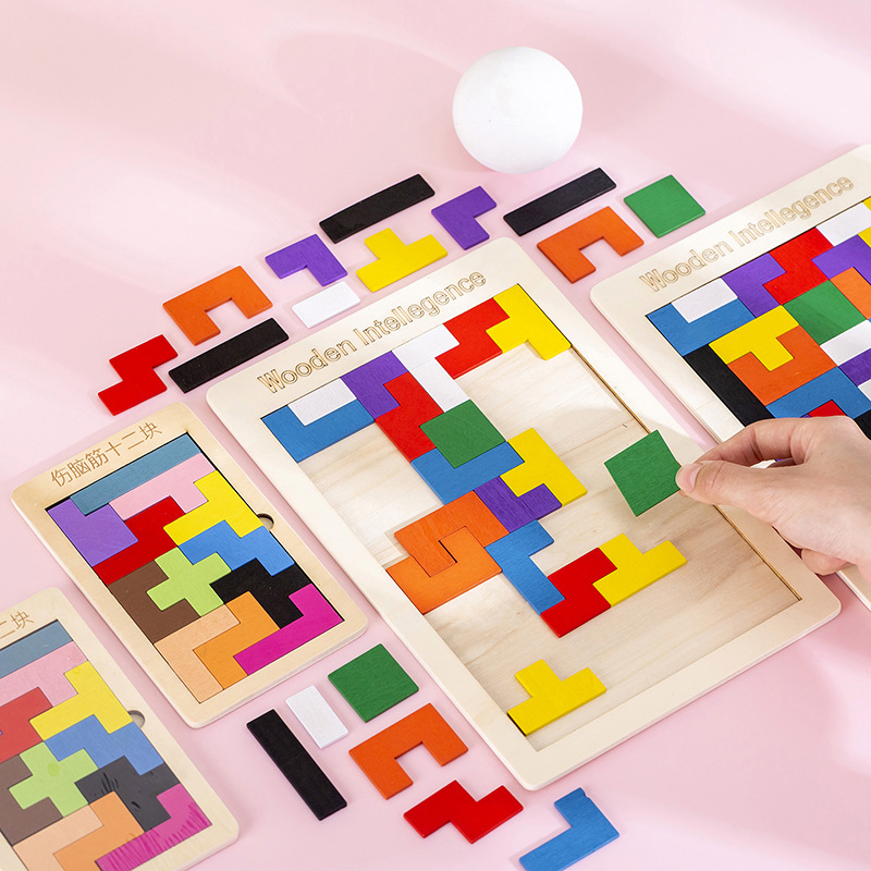 BRAIN TEASING 》Wooden Russian Block Puzzle Jigsaw Tangram Boarding ...