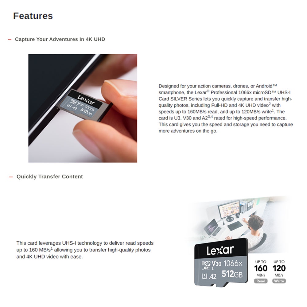 LEXAR PROFESSIONAL 1066X MICROSDHC / MICROSDXC + ADAPTER TF MICRO SD ...