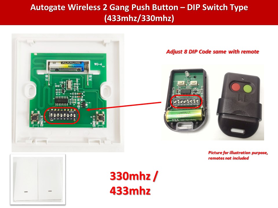 Wireless 2 Gang Push Button for Autogate Motor System / Door Access ...