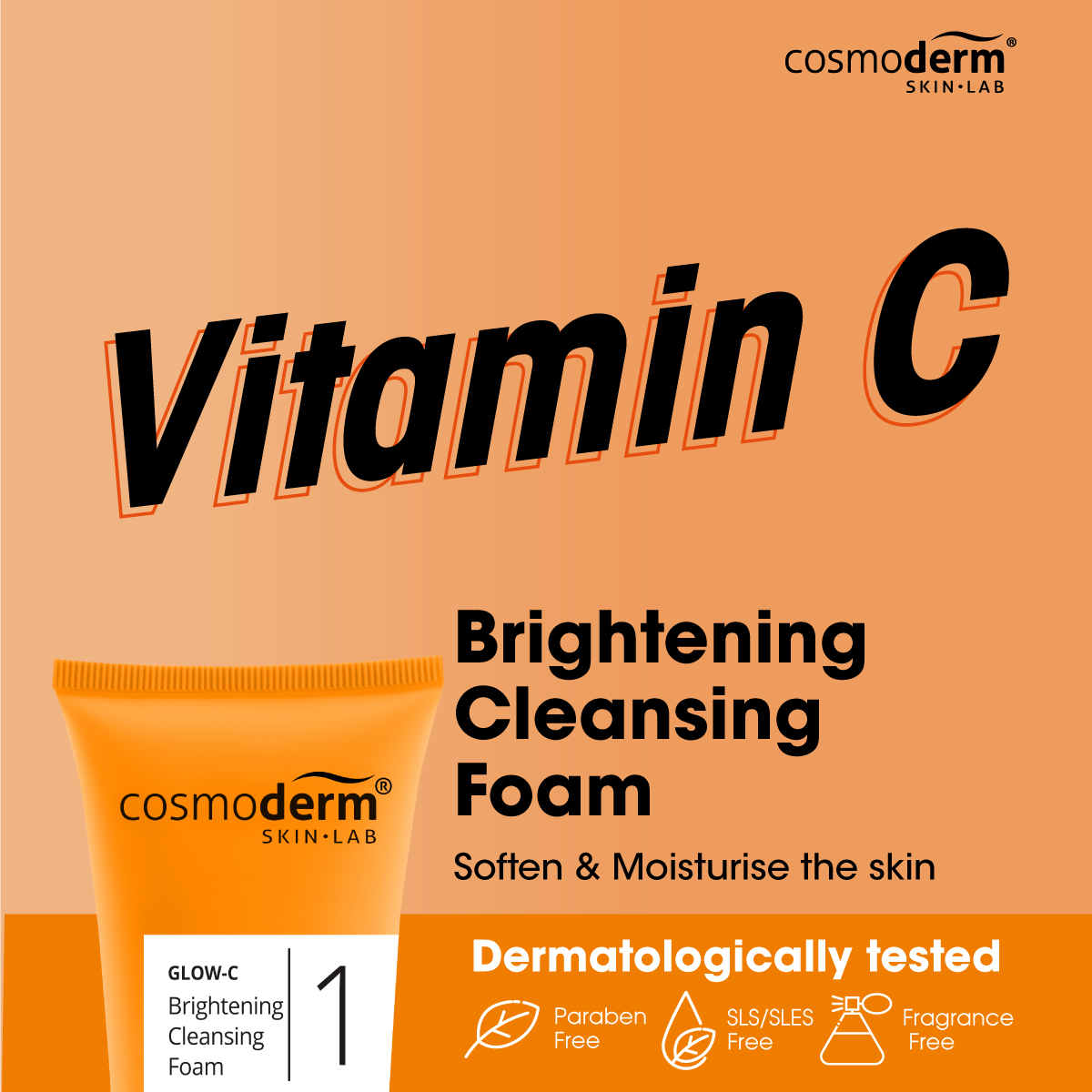 Cosmoderm Glow-C Brightening Cleansing Foam Vitamin C Foam Cleanser ...
