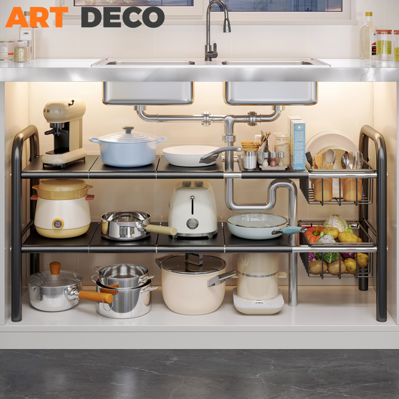 Kitchen Rack Under Sink Rack Expandable Stainless Steel Kitchen Cabinet ...