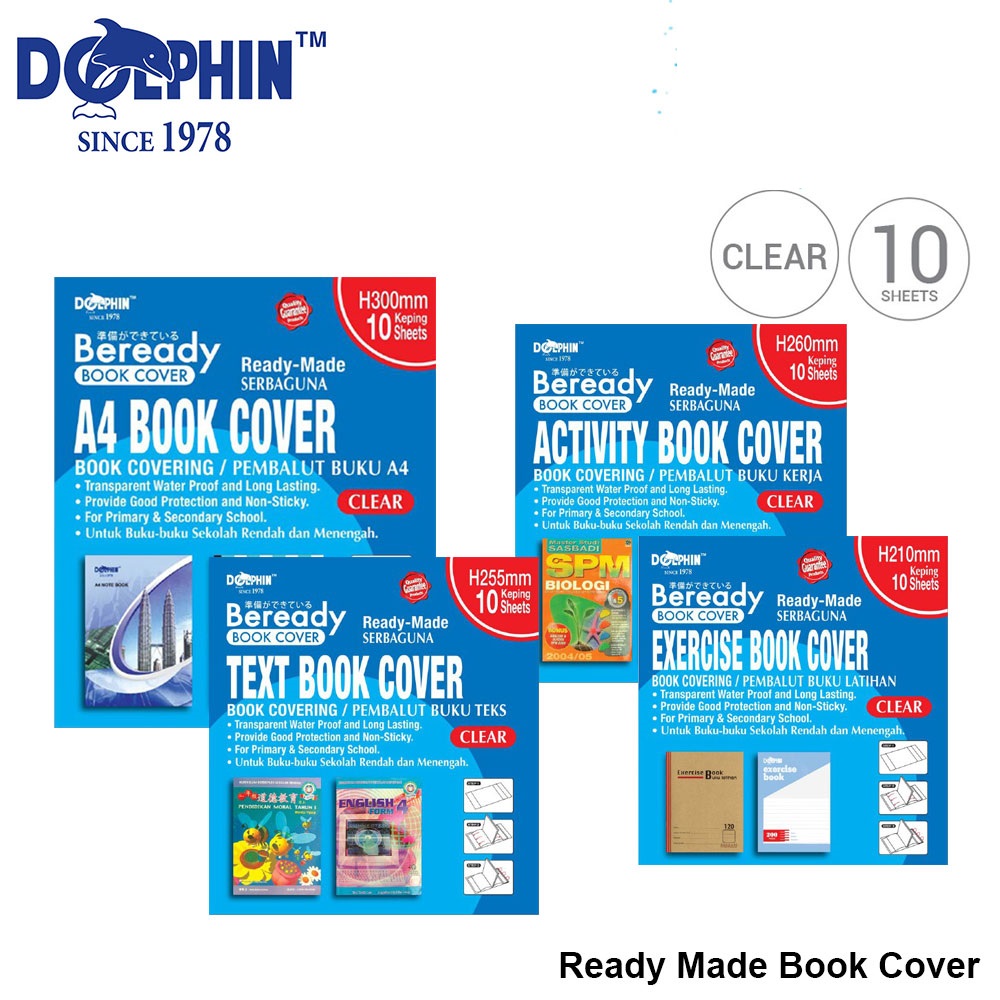 Dolphin Beready Made Book Cover / Wrapper / Pembalut Buku Exercise Book ...