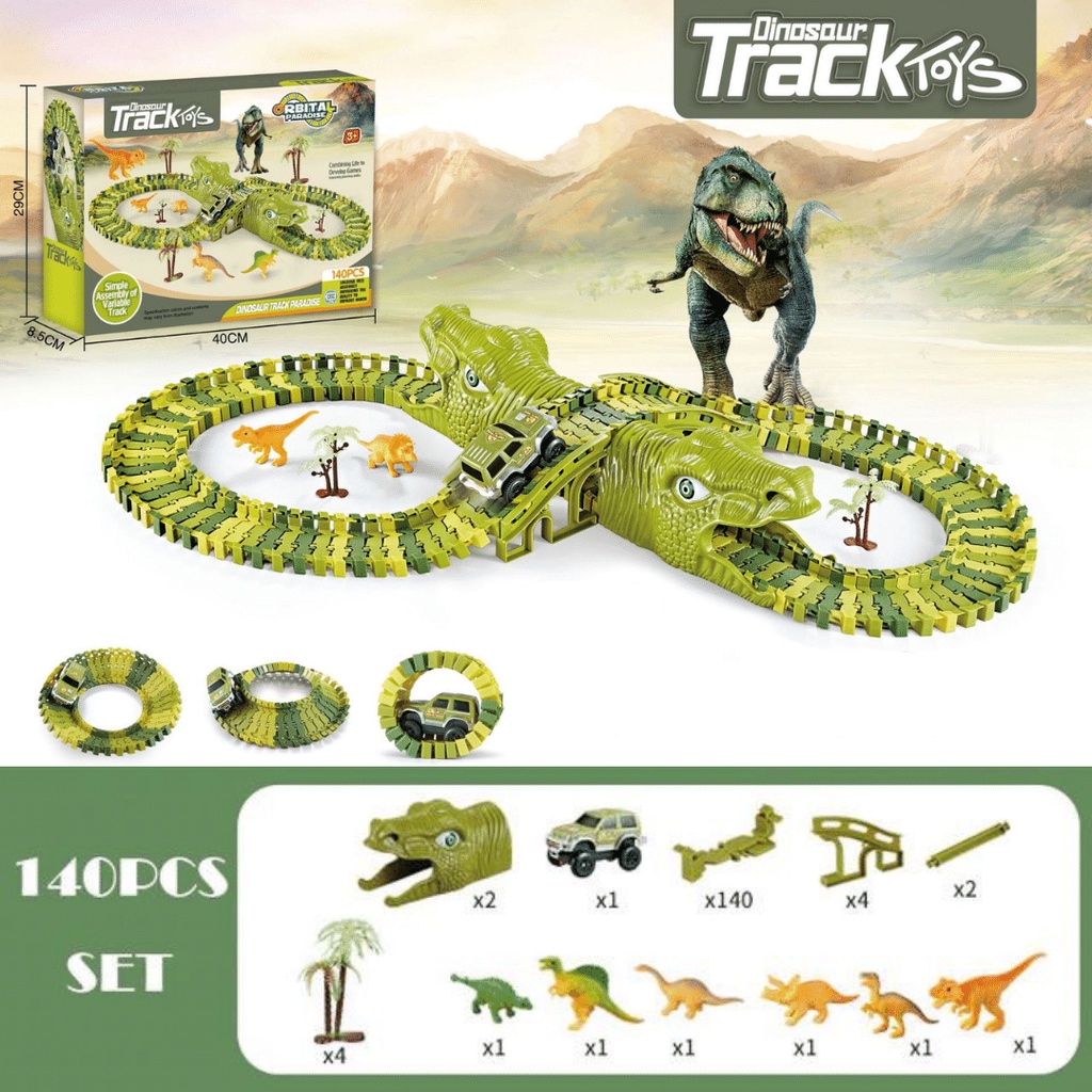 Dinosaur Rail Cars Dinosaur Track Electric Rail Car Stitching Toy DIY ...