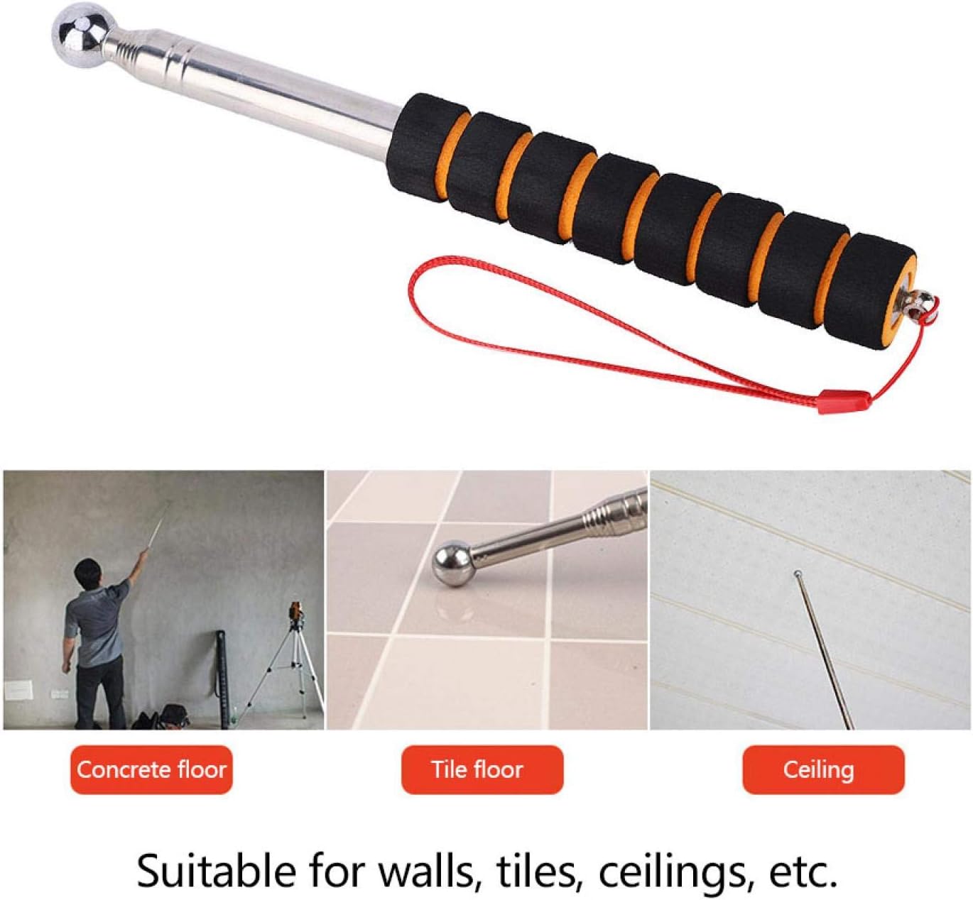 1pcs 1.3m Tile Checker Telescopic Test Hammer (Mosaic Checker Bearing ...