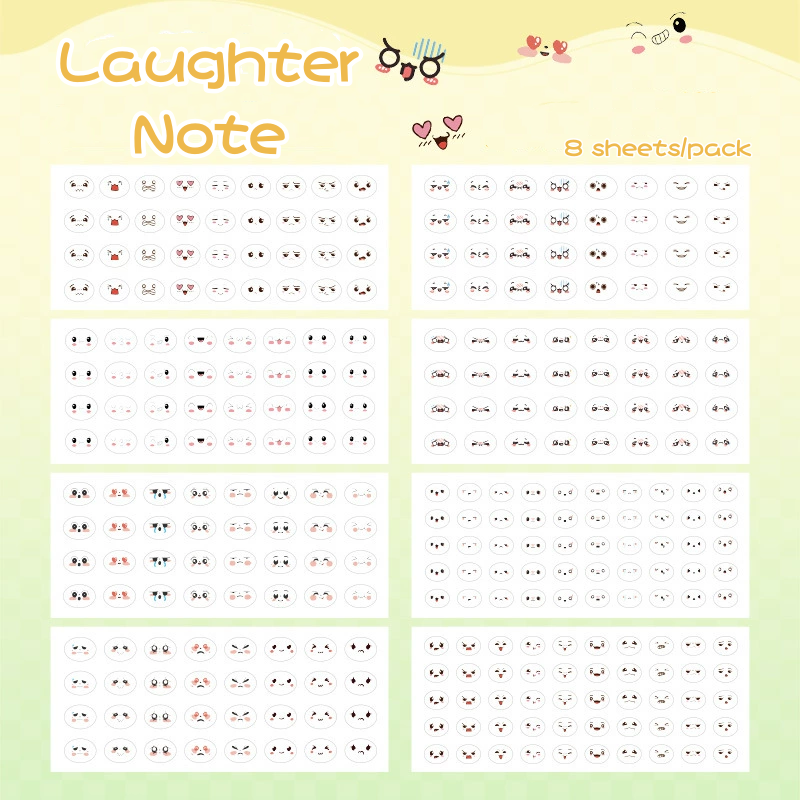 INS Creative Cute Face Emoji Expression PET Waterproof Deco Stickers ...
