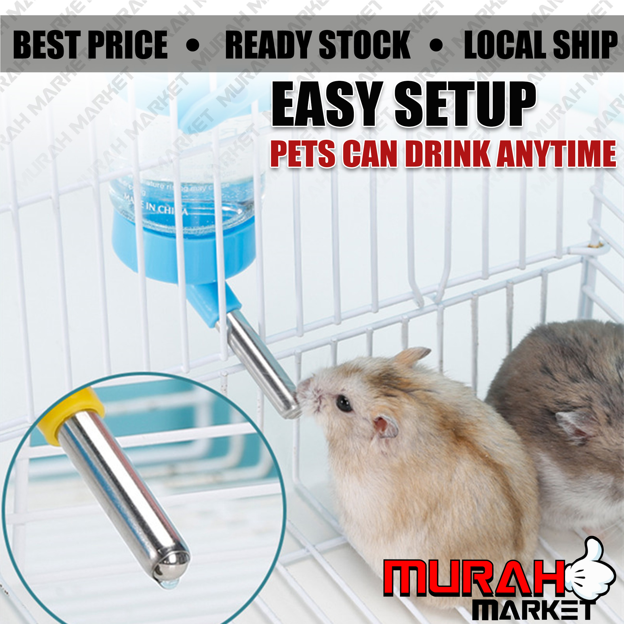 [Botol Air Hamster] 80/125/250ml Hamster Drinking Bottle Cage Hanger ...