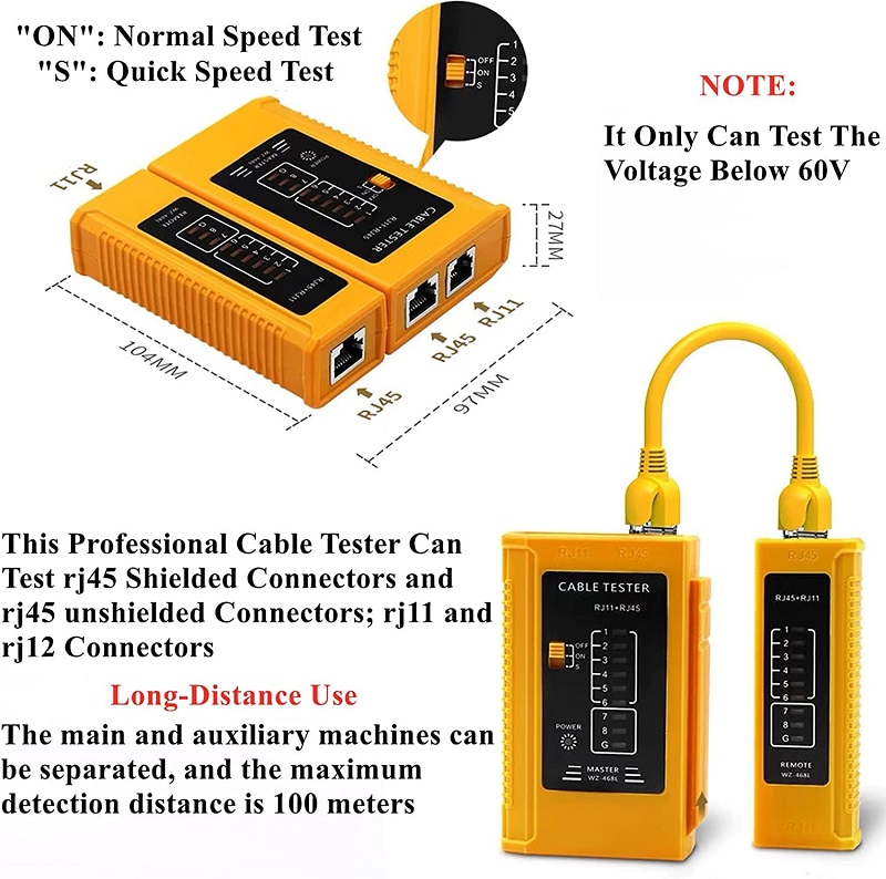 RJ45 LAN Network Tester Telephone Cable Tester Network Cable Tester ...