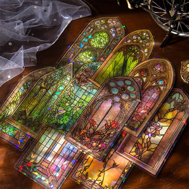 MY Vintage Window Gilt PET Sticker Glazed Window DIY Material 10 Sheets ...