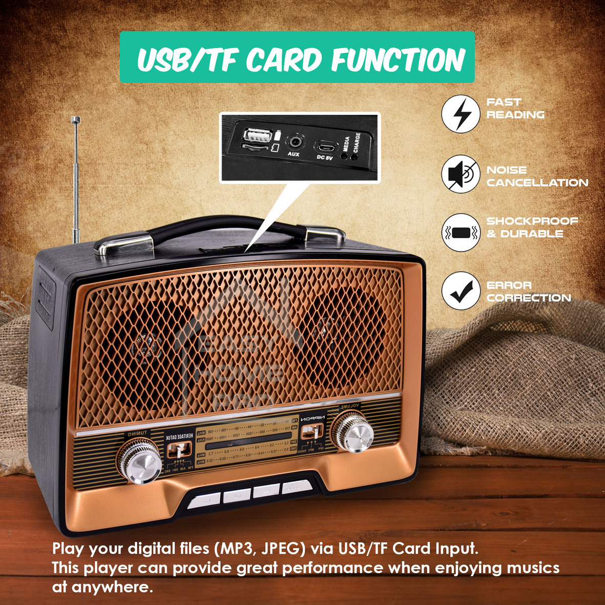 NIPPON DATUK FM/AM/SW1/SW2 4 BAND PORTABLE RADIO RECHARGEABLE MULTIBAND ...