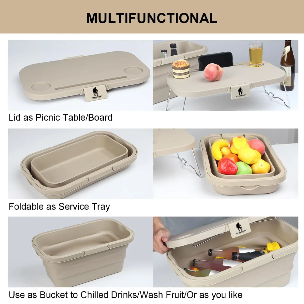 UtanKingTM 18L Folding Bucket Lid Camping Container Beach Picnic Basket ...