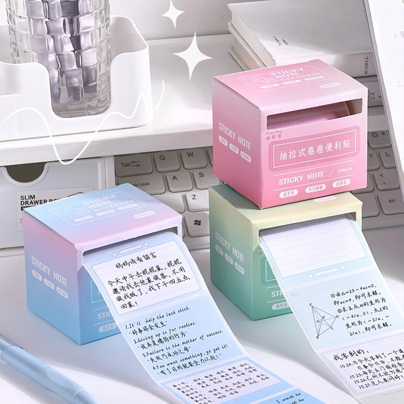 256Pcs Creative Gradient Color Pull-out Sticky Notes Student Multi ...