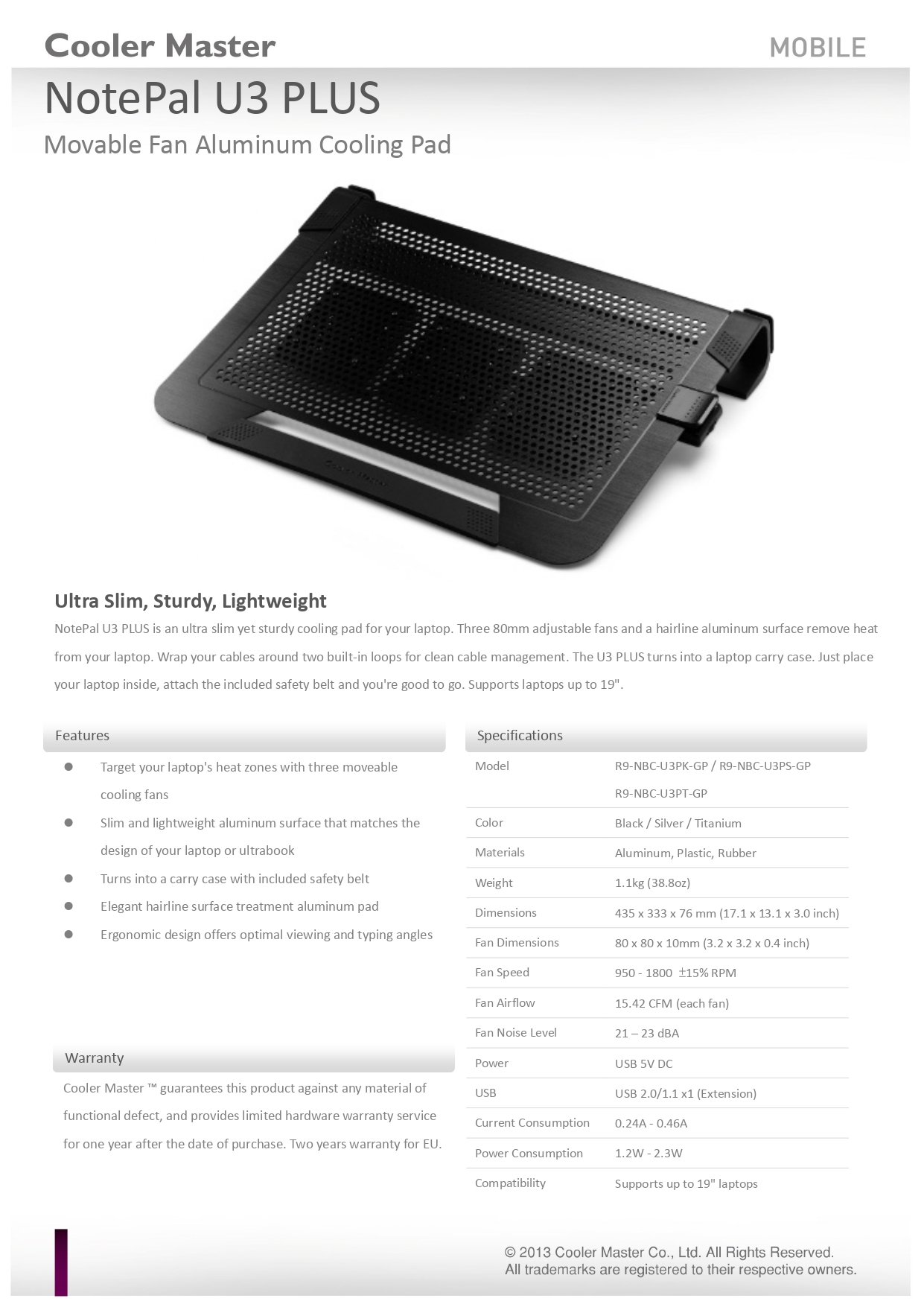 Cooler Master Notepal U3 Plus Laptop Cooling Pad | Shopee Singapore