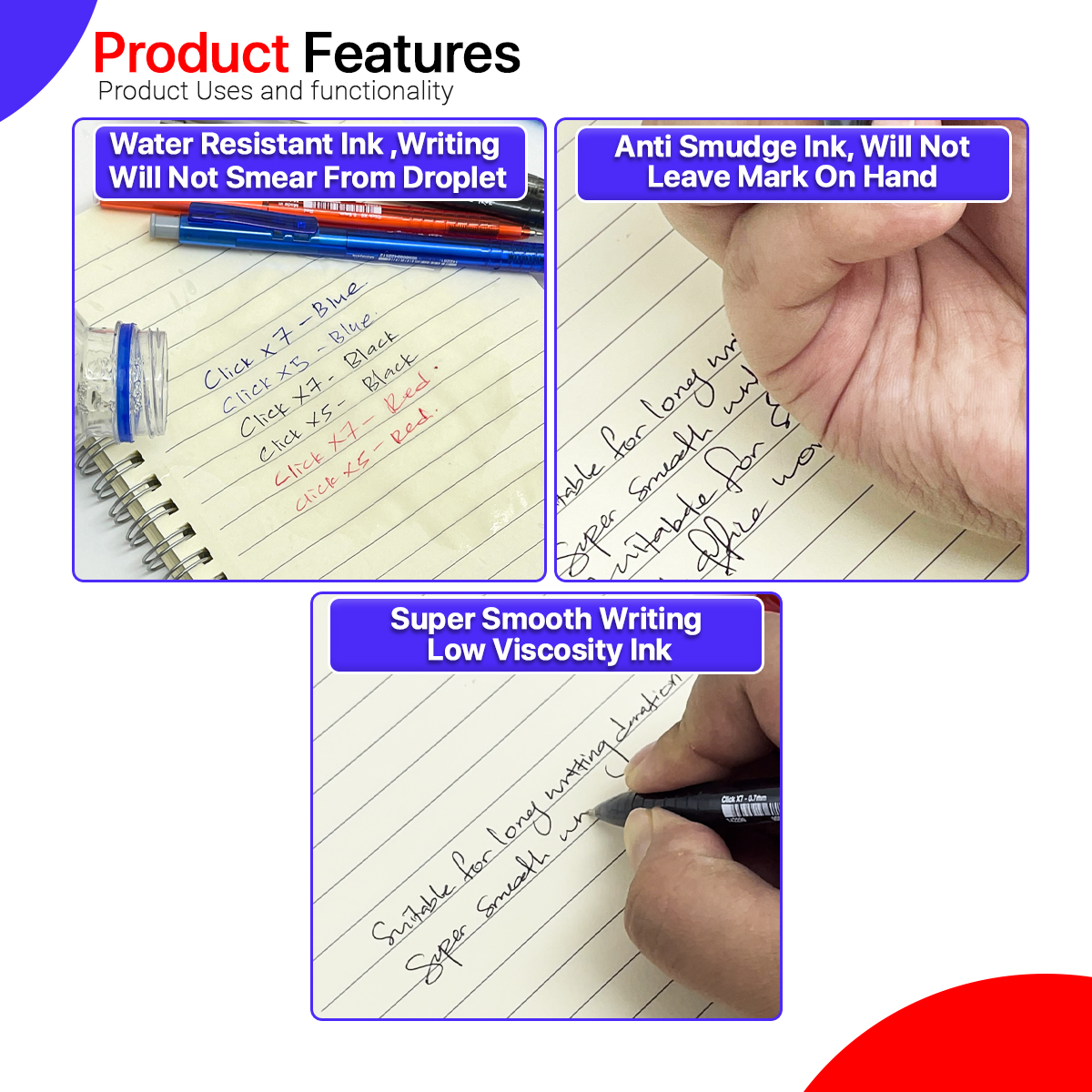 Faber Castell Pen Click X5 X7 Ball Pen Super Smooth 0.5mm 0.7mm Pen ...