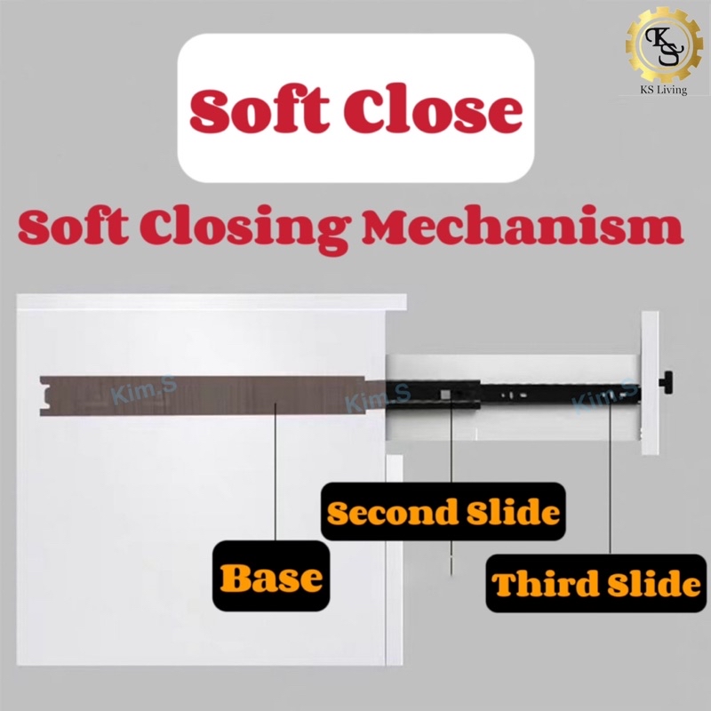 Kim.S [Soft Close] Heavy Duty Full Extension Hydraulic Drawer Slide