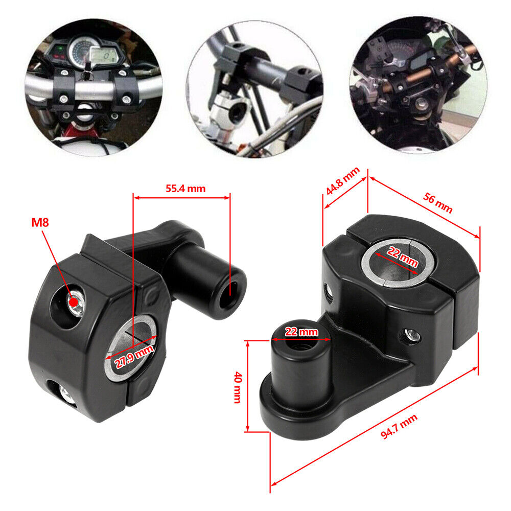 Motorcycle Handle Bar Handle Flat Bar Mount Clamps Riser Universal ...