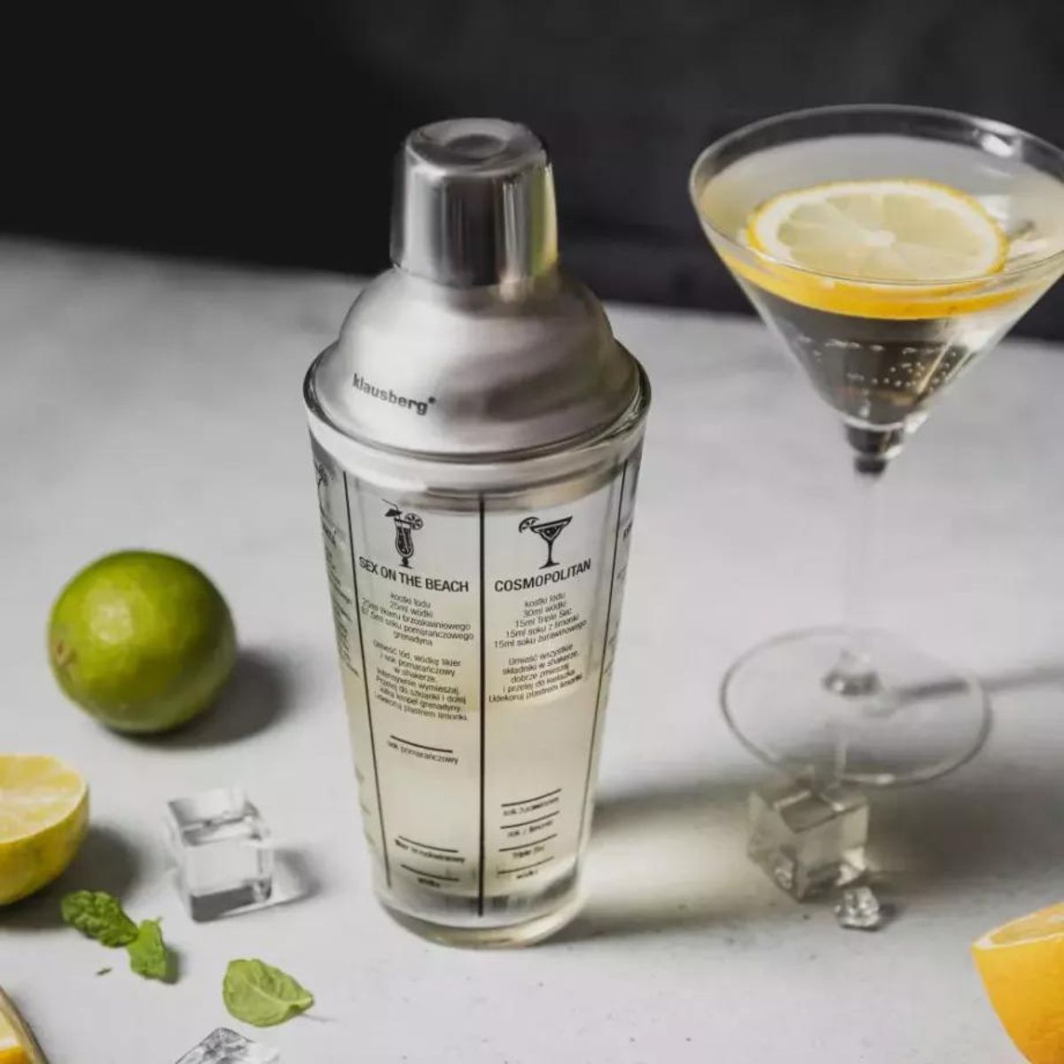 Cocktail Shaker Bar Tools Stainless Steel Glass With Scale 400/600ml ...