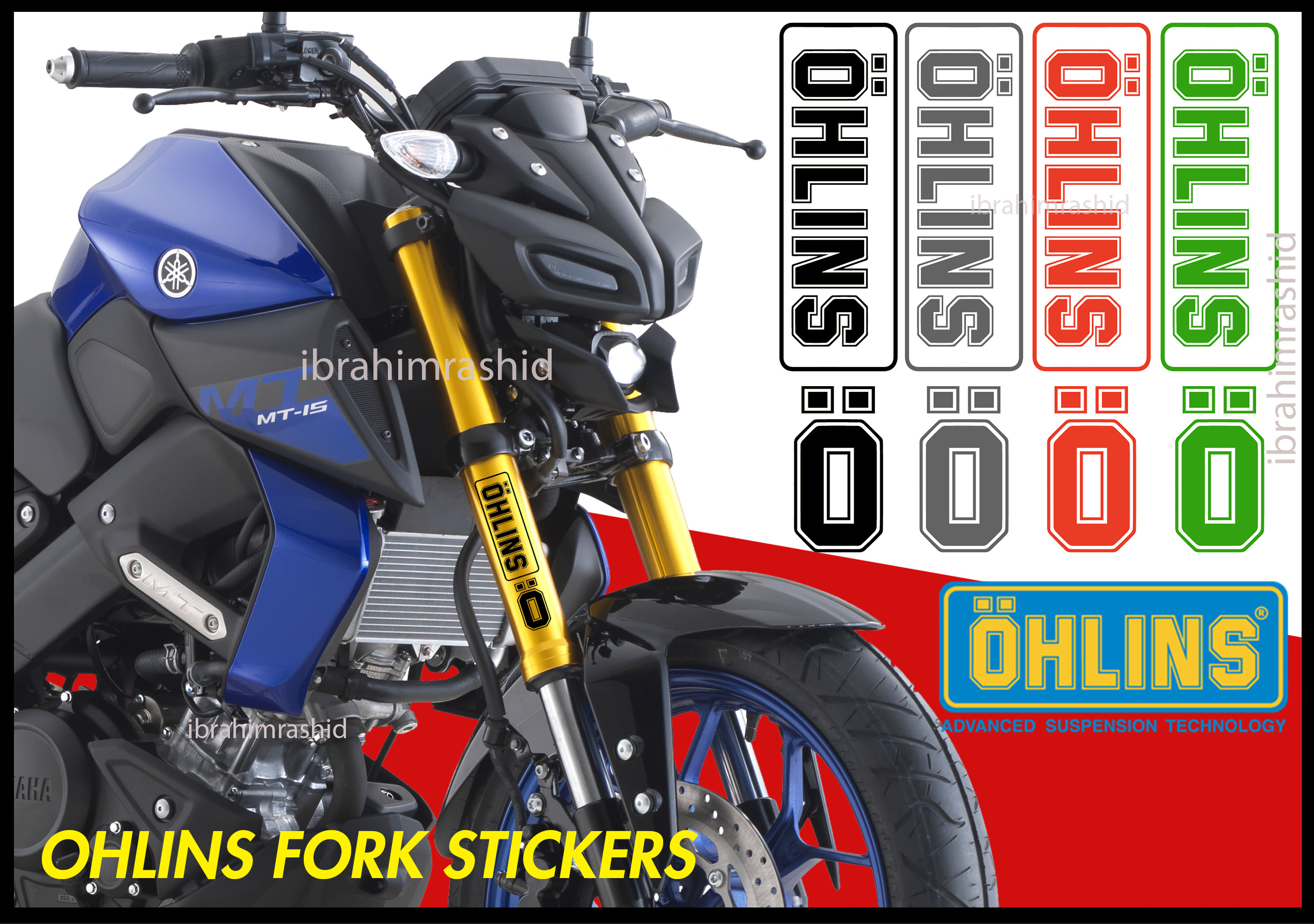 OHLINS FORK STICKER FOR YAMAHA Y16ZR NVX RS150 Y15ZR