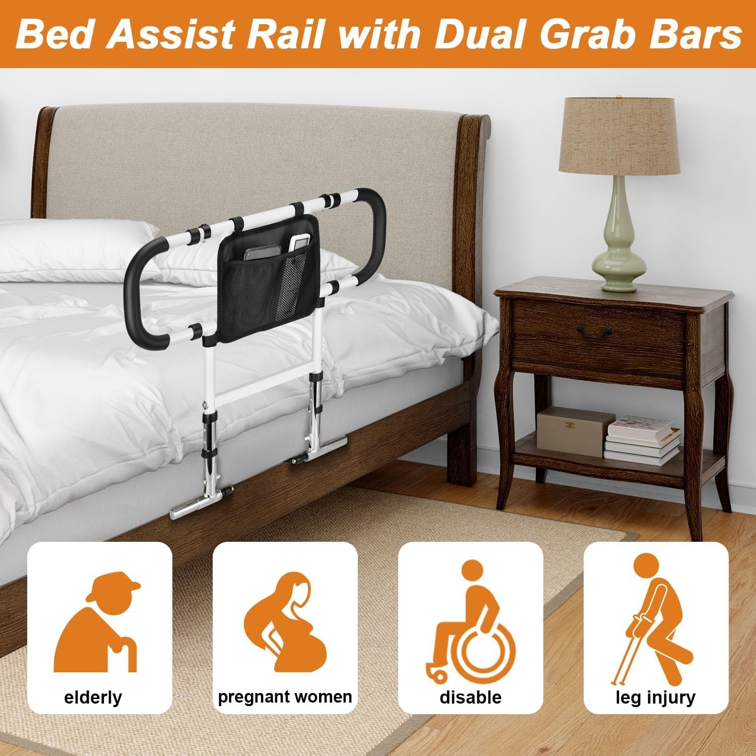 Bed Rails for Elderly Adults Foldable Bed Assist Rail,Bed Rail with ...