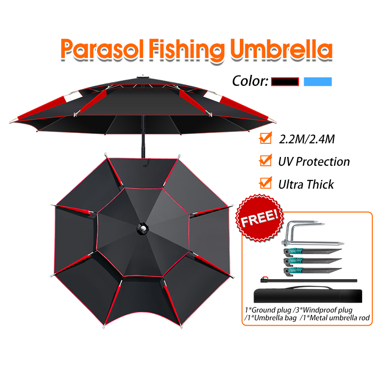 2.4M Payung Mancing Big Fishing Umbrella Adjustable Beach Sun Shade