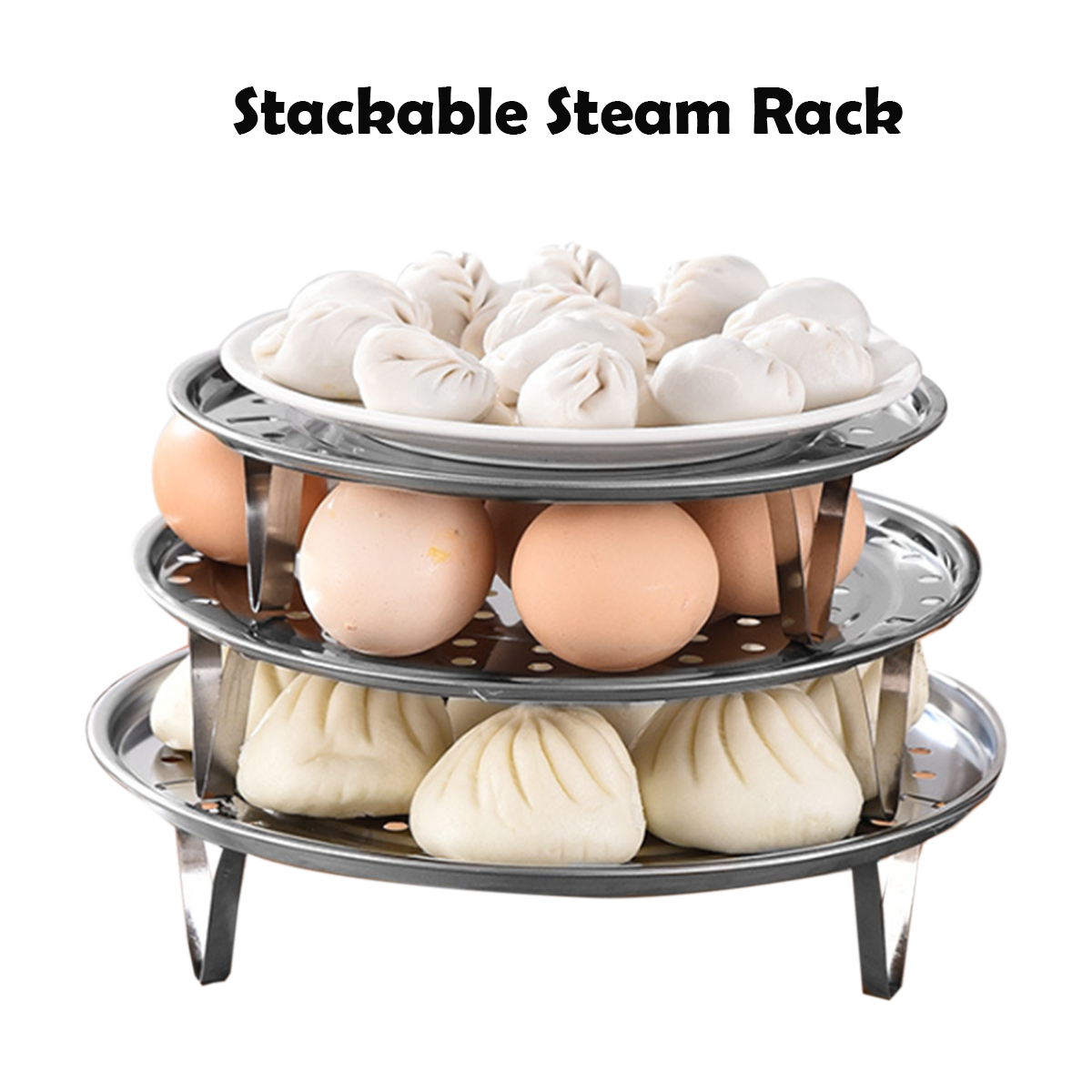 Thick Stainless Steel Foldable Food Steaming Tray Steam Plate with ...