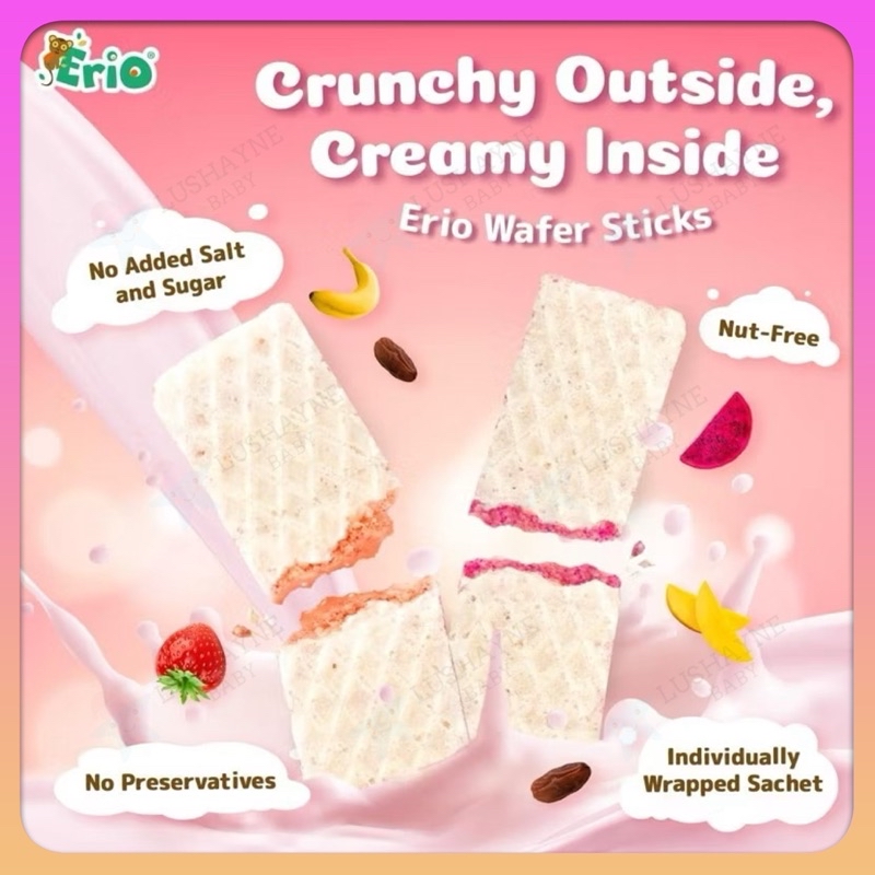 ERIO Wafer Sticks 40g 12+ Months Biskut Snek Bayi Baby Waffle Snack 12 ...