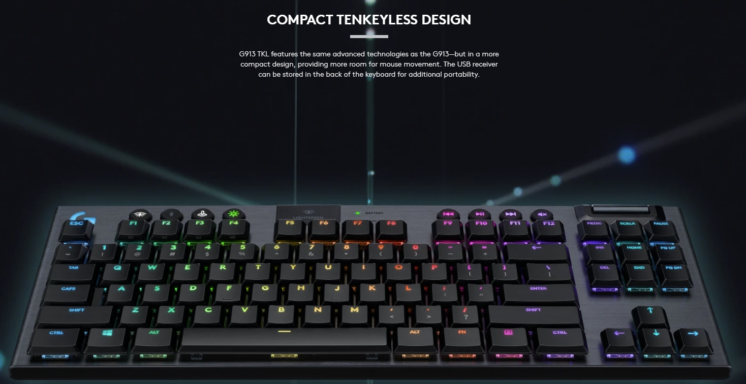 LOGITECH G913 TKL WIRELESS MECHANICAL GAMING KEYBOARD LIGHTSPEED / LOW ...