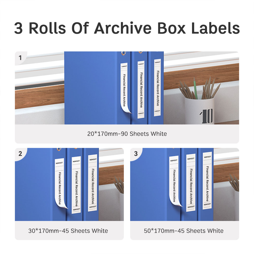 NIIMBOT B1/B21/B3S Folder labels, fixed asset file box side stickers ...