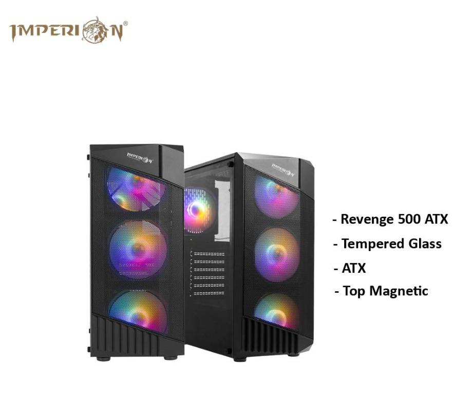 IMPERION Revenge 500 ATX Mid Tower Casing with 4 RGB Fans & Tempered ...