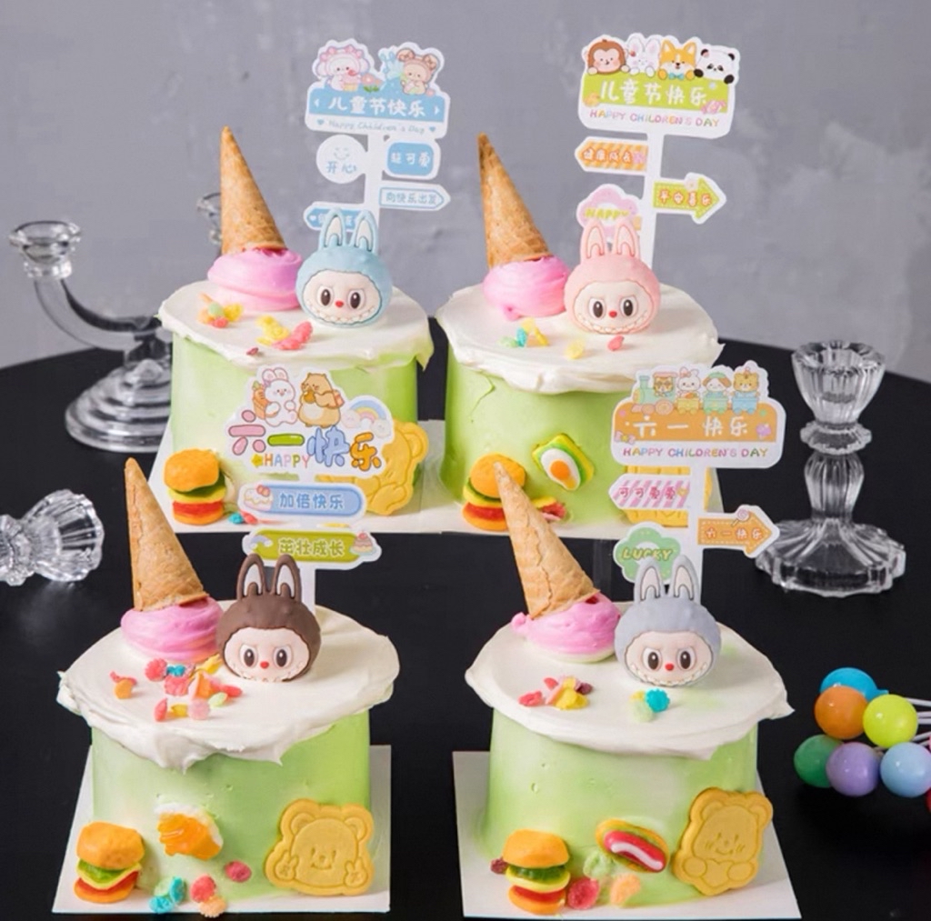 MISS BAKE Cartoon Labubu Cake Topper Labubu Birthday Cake Decoration ...