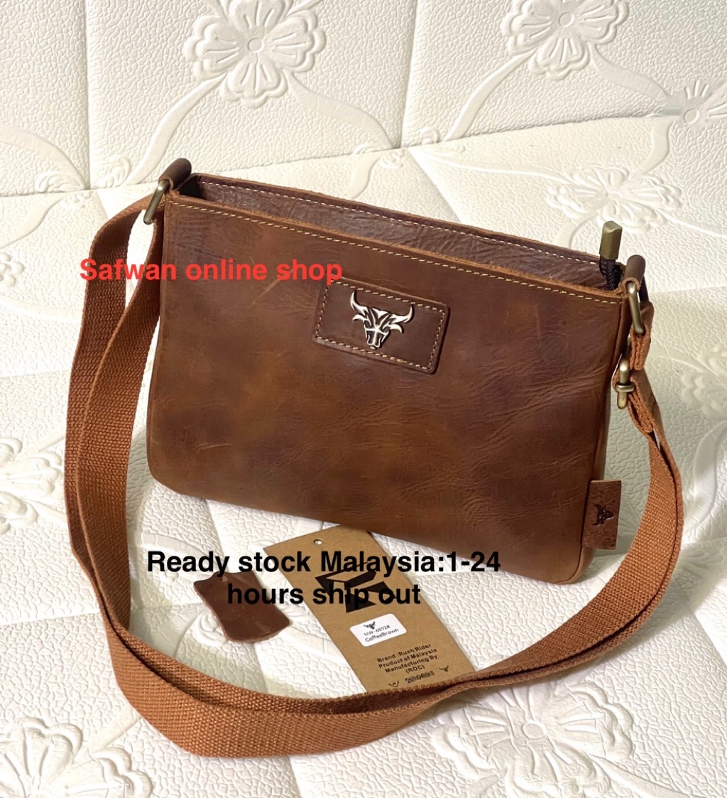 Rush Ride Full Cow Leather Slim Sling Bag Men Shoulder Cross Body ...