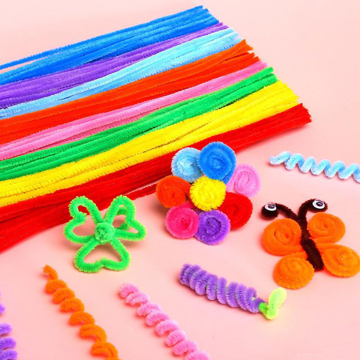 MY 100Pcs Multicolour DIY Chenille Stems Pipe Cleaners Colorful Sticks ...