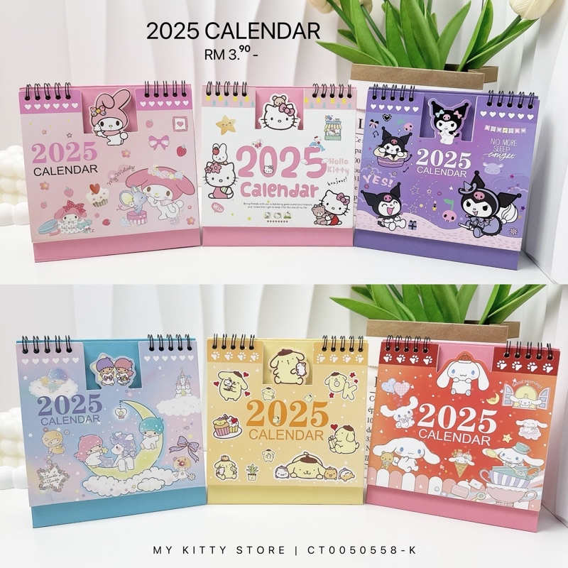 Hello Kitty My Melody Kuromi 2025 Mini Desk Calendar Little Twin Star ...