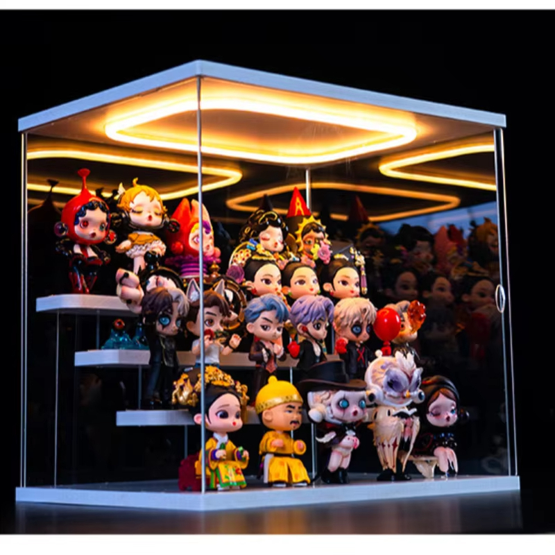 Display Box Clear Acrylic Display Case Stand with LED Light Storage Box ...