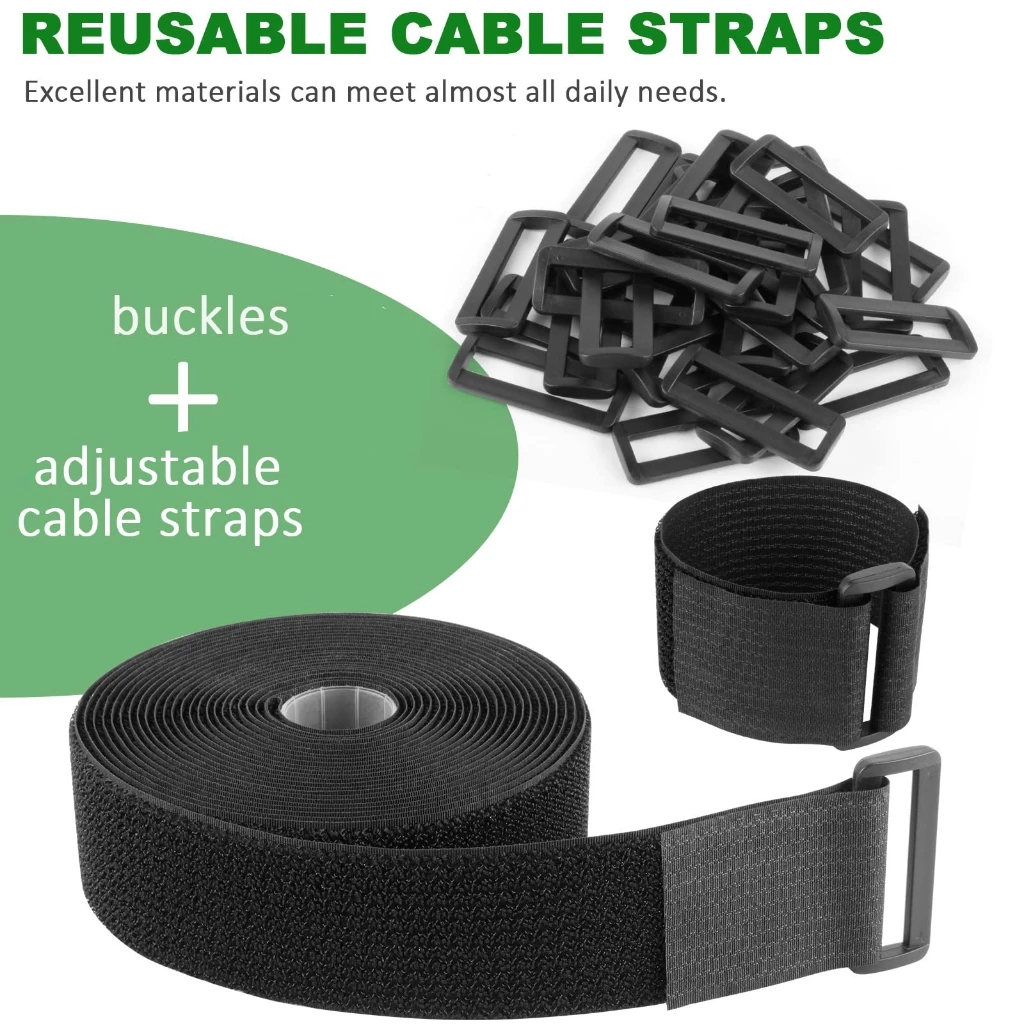 Cable Ties with Buckles Reusable Heavy Duty Hook and Loop Fastening ...