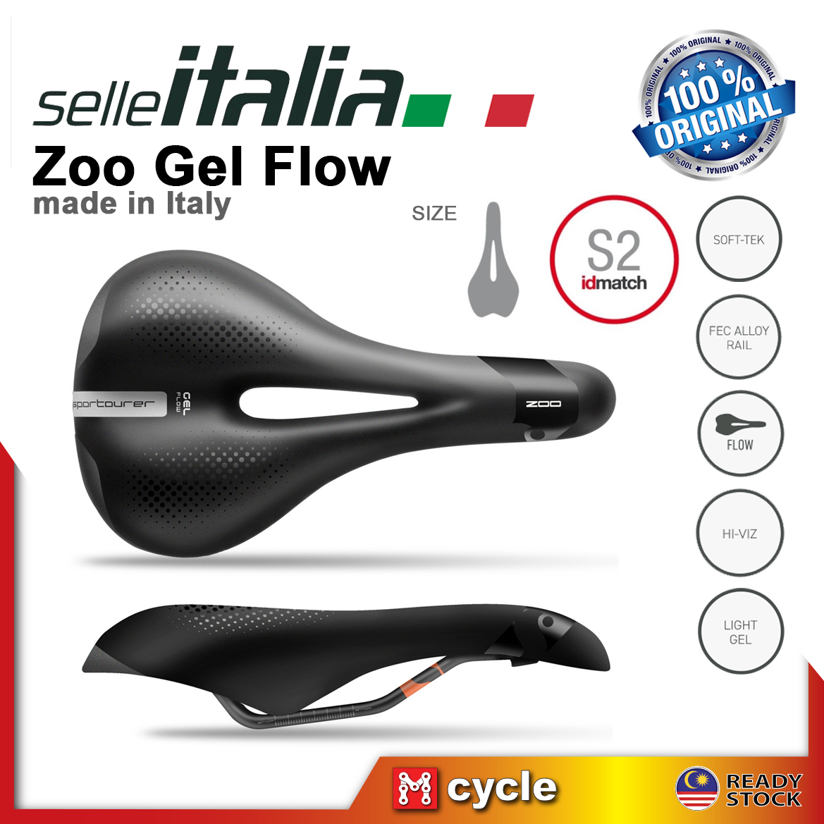 SELLE ITALIA Zoo Gel Flow Bicycle Saddle for Road Bike Commuting Urban ...