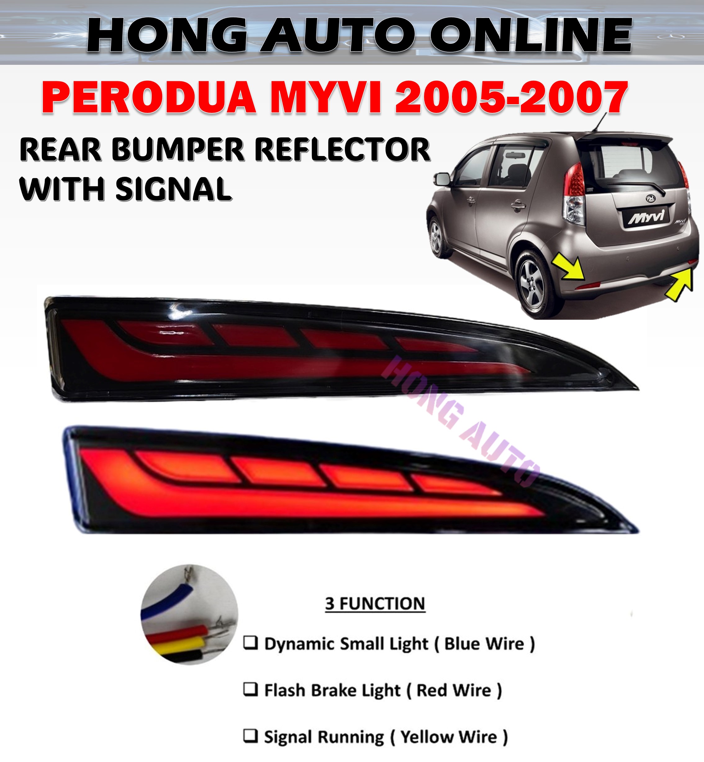 Perodua Myvi 2005 - 2007 Dynamic Rear Bumper Reflector With Signal ...