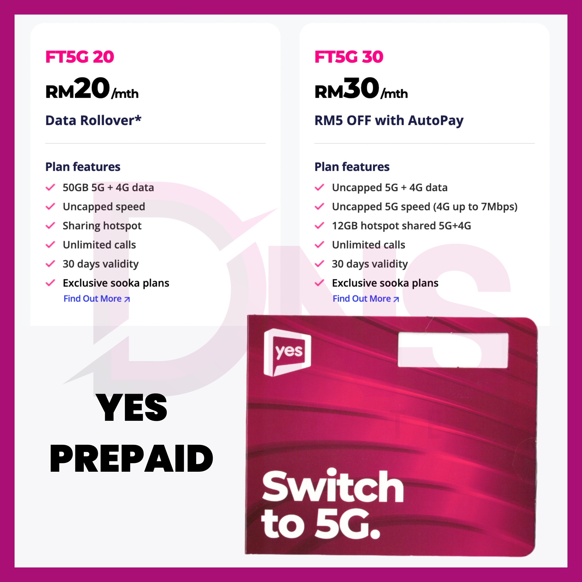SIM Card Malaysia Unlimited Internet Prepaid Prabayar YES UMOBILE MAXIS ...
