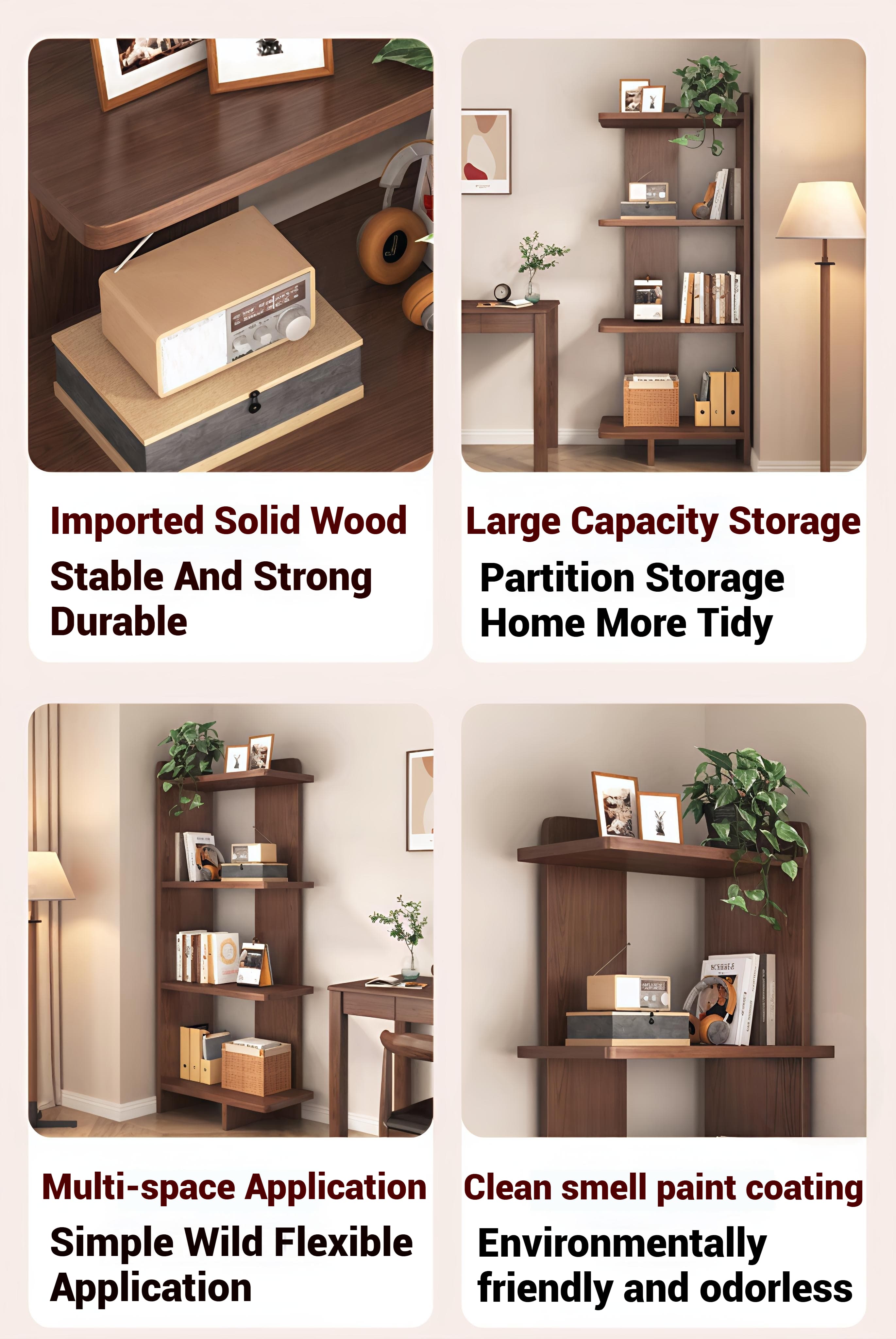 Rak Buku Serbaguna 5 Tiers Corner Bookshelf Livingroom Storage Cabinet ...