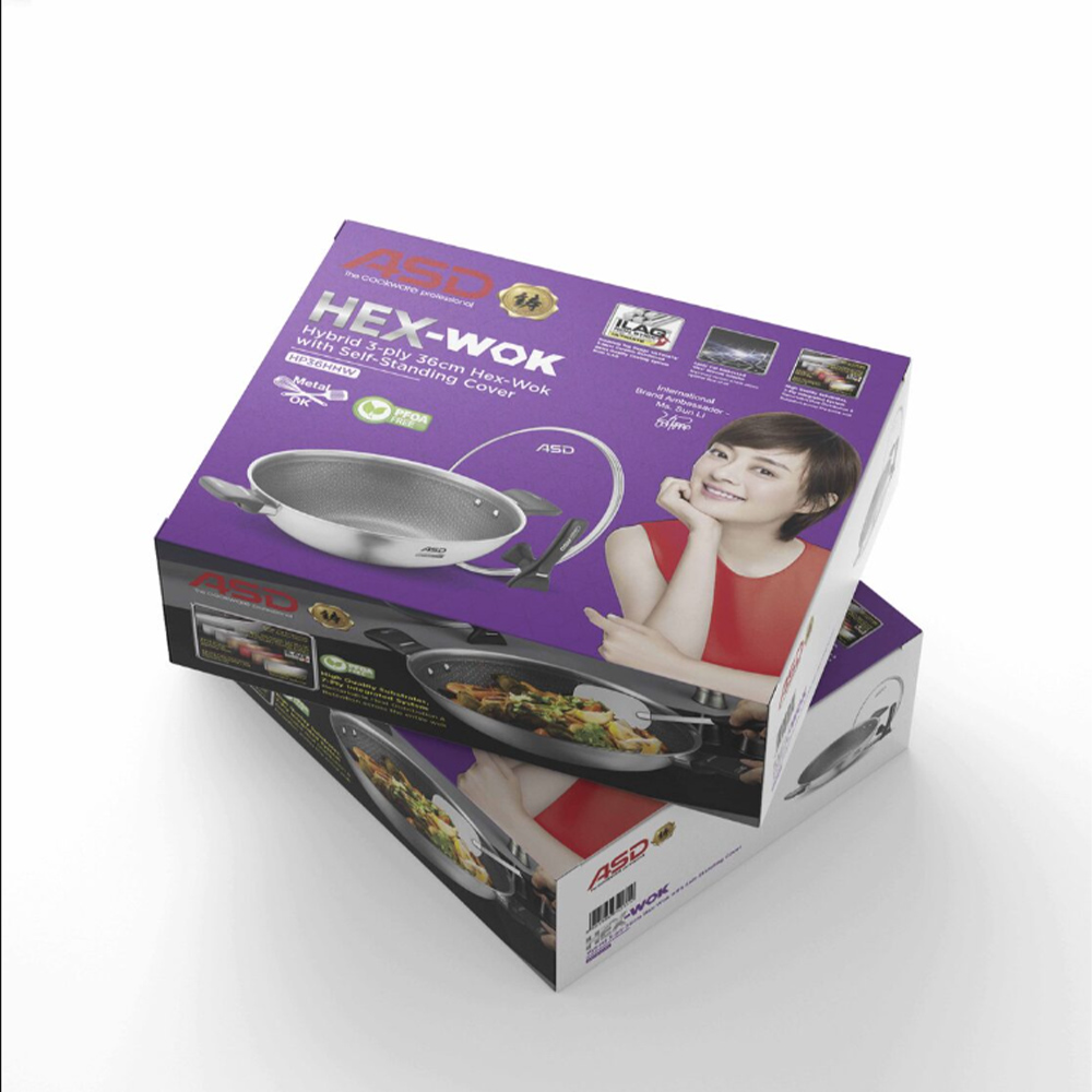 ASD Hybrid Series 32CM 3-Ply IH Hex-Wok with Glass Lid - (32CM) [Model ...
