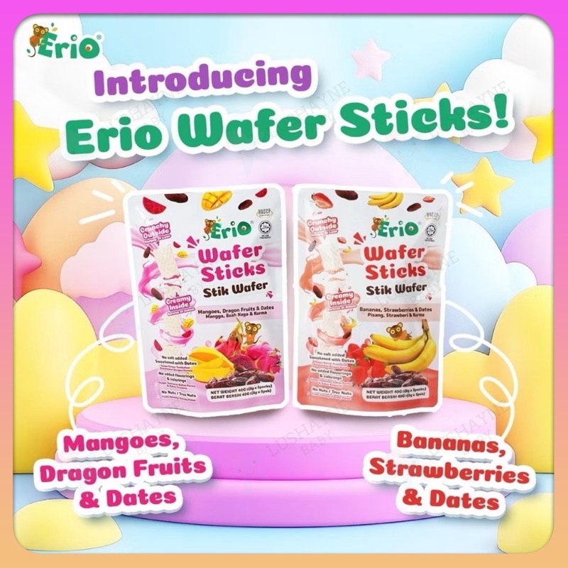 ERIO Wafer Sticks 40g 12+ Months Biskut Snek Bayi Baby Waffle Snack 12 ...