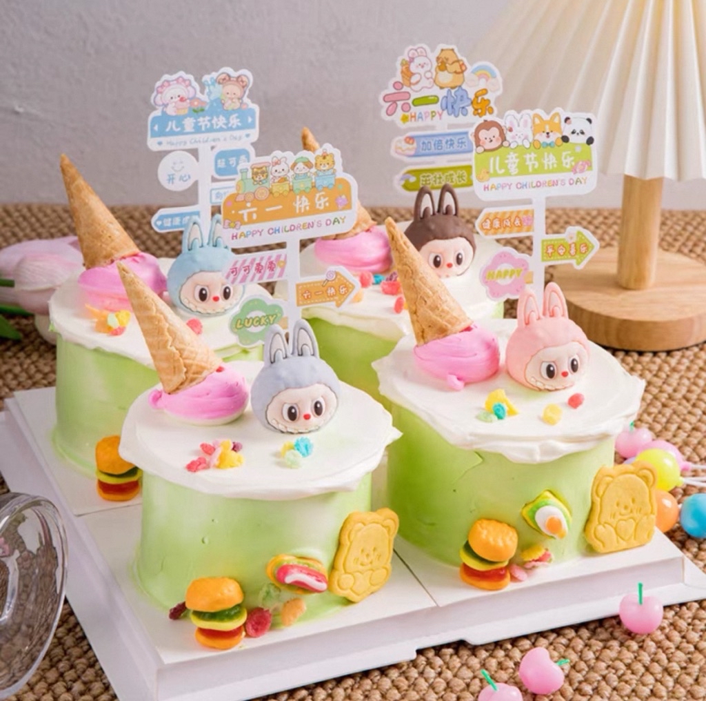 MISS BAKE Cartoon Labubu Cake Topper Labubu Birthday Cake Decoration ...