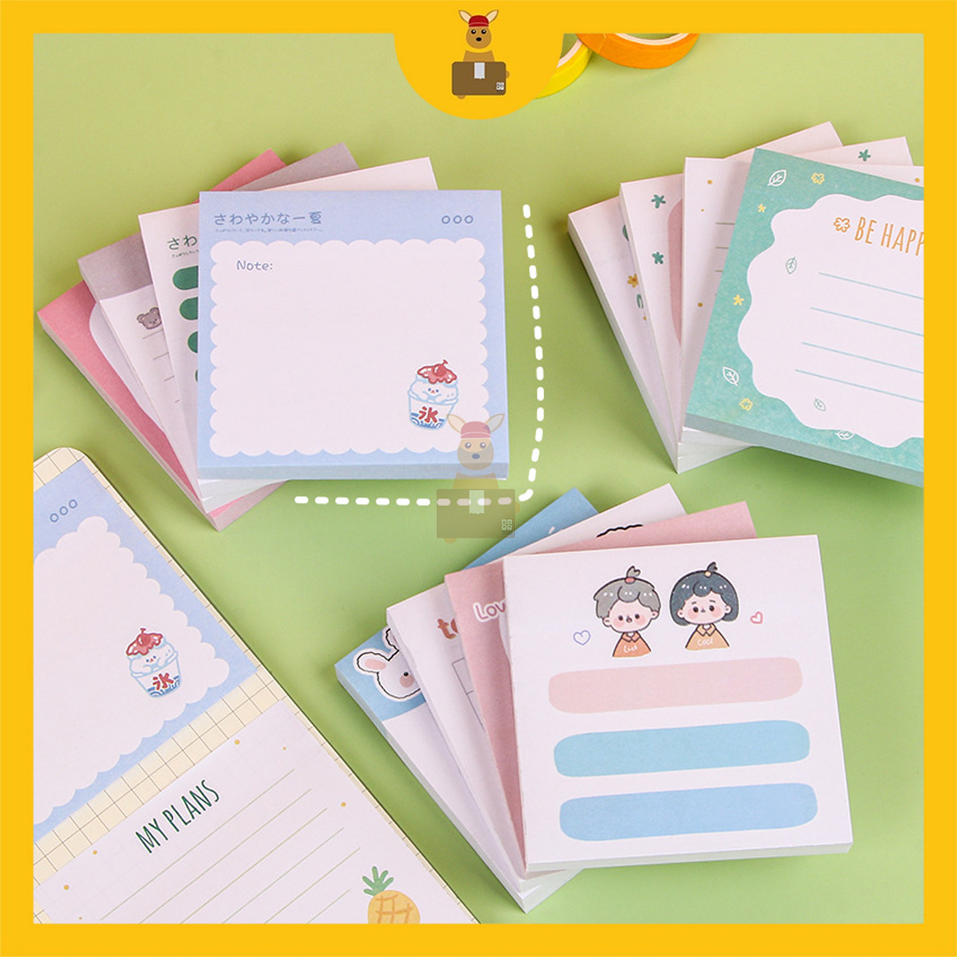 80 Sheets Cute Cartoon Design Sticky Note Student Memo Office Guestbook ...