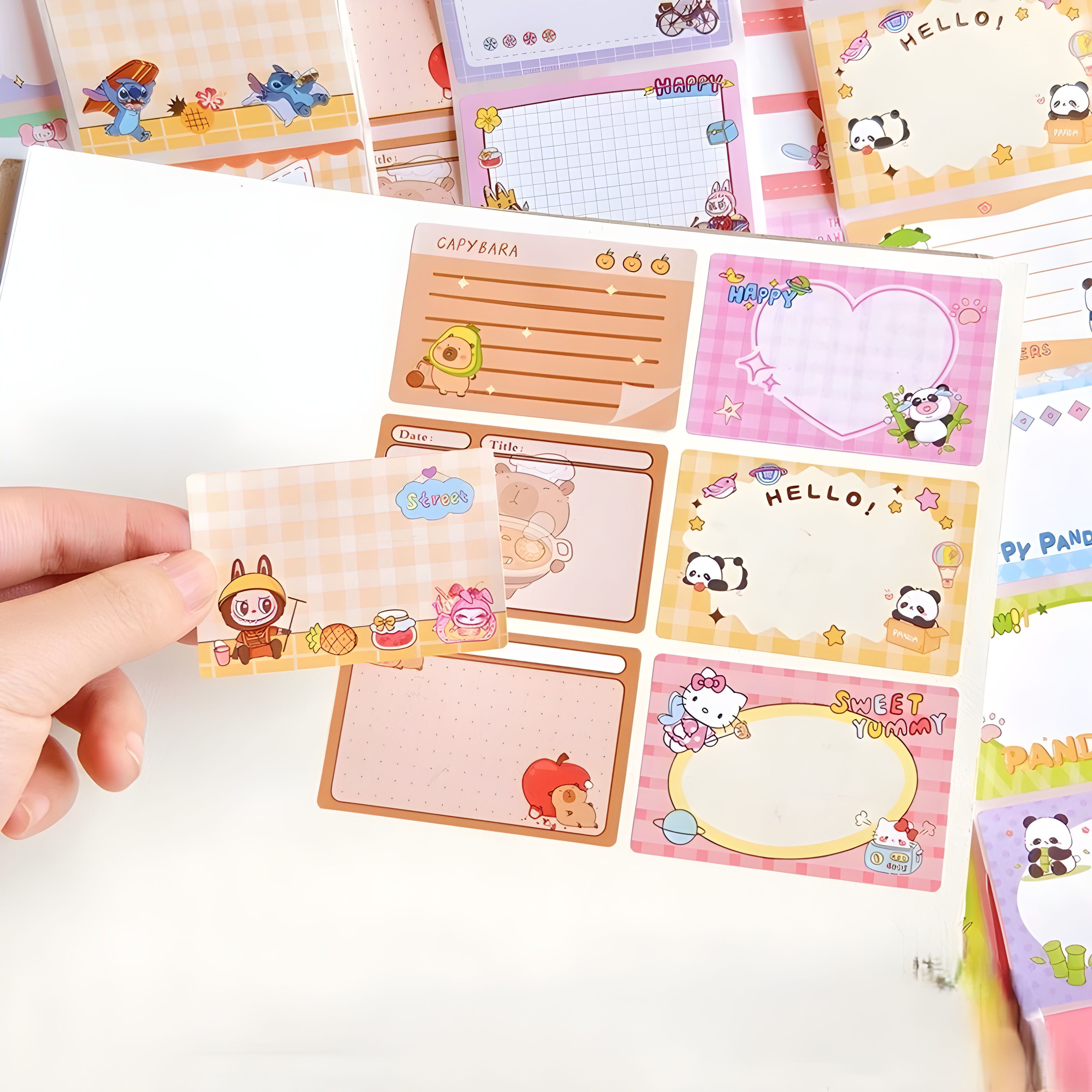 STICKY NOTES Kanak Kanak Nota Comel Cute Capybara Sanrio Stitch Memo ...