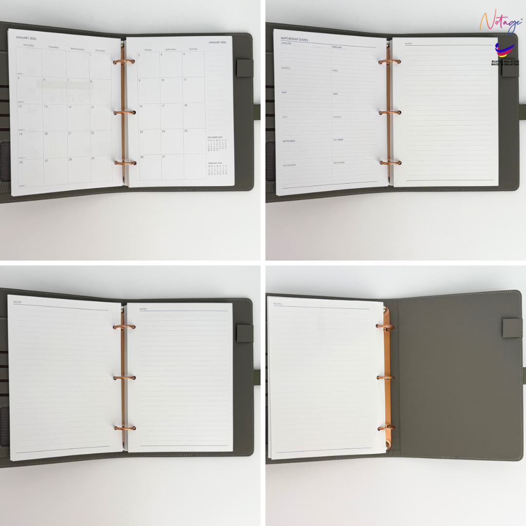 2026 A5 Notebook Thermo PU – Refillable 3O Ring Binder Journal for ...